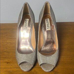 Badgley Mischka sparkly peep toe pumps